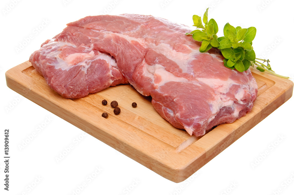 Fresh raw pork isolated on white background