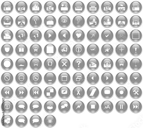 Boutons Icones Glassy Gris