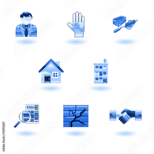 A set of shiny glossy real estate icons