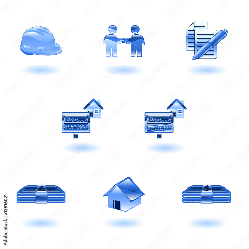 Naklejka premium A set of shiny glossy real estate icons