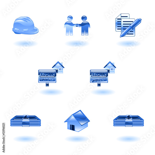 A set of shiny glossy real estate icons