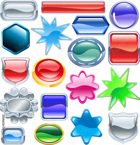 Shiny glossy web shields and backgrounds