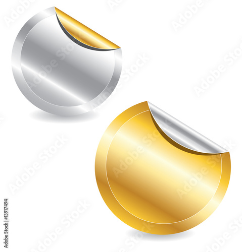 set of gold and silver realistic vector labels
