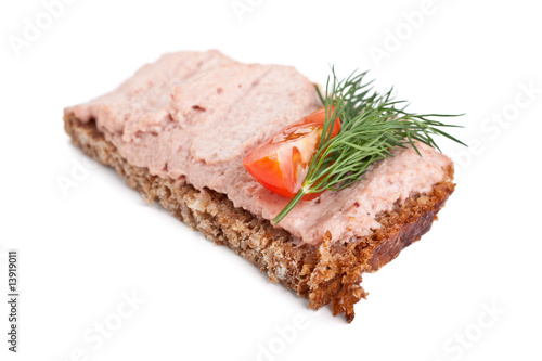 whole wheat bread sandwich with liver pate