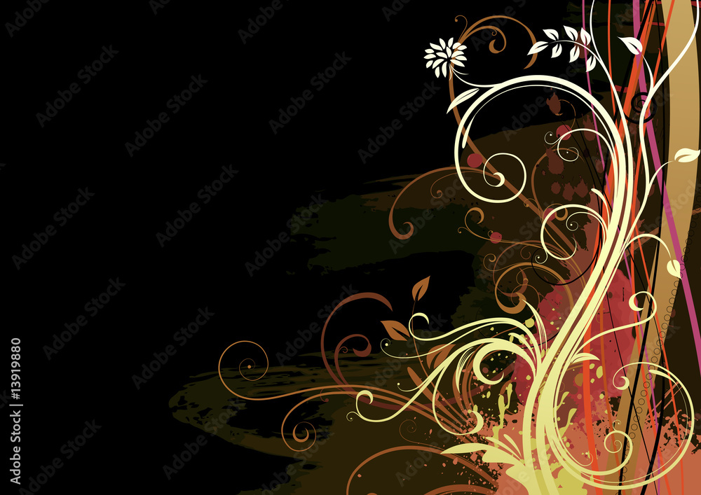 Vector illustration of Grunge Floral Background