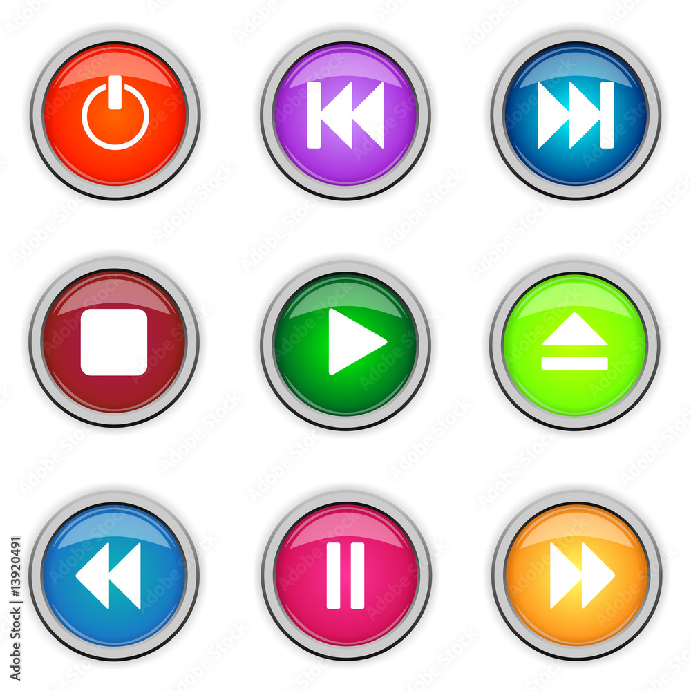 Glossy media player buttons Glossy media player buttons