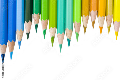 Color pencils on white background