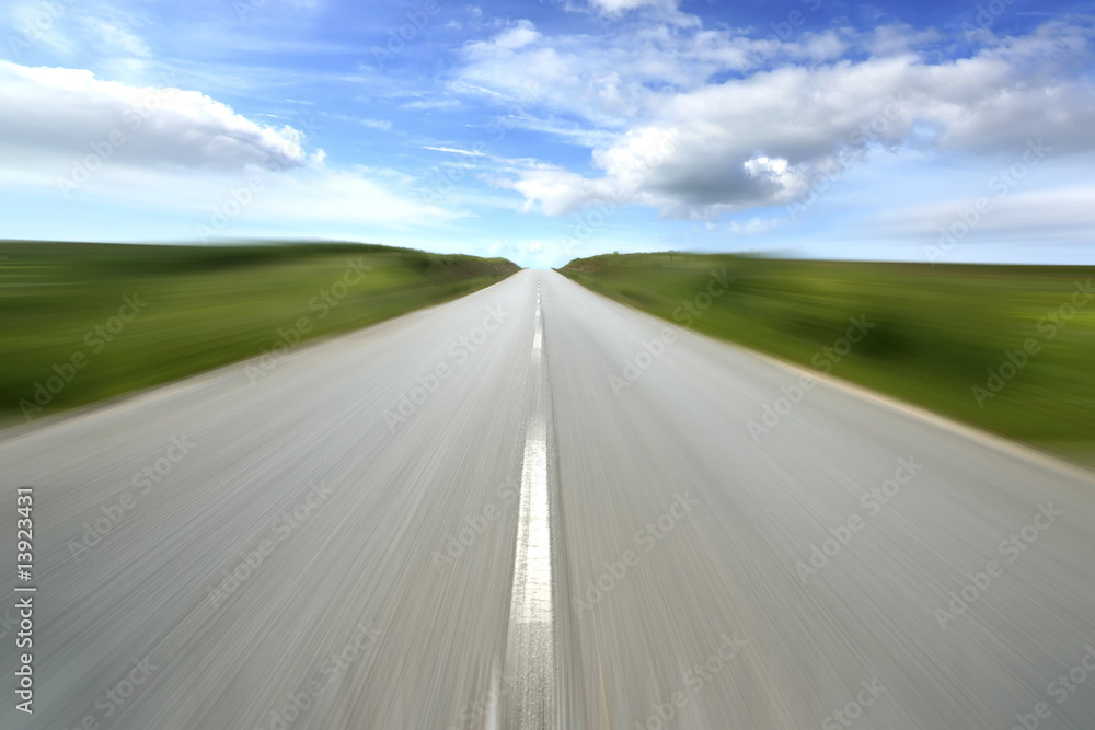Fototapeta premium Empty road with motion blur - speed and movement concept