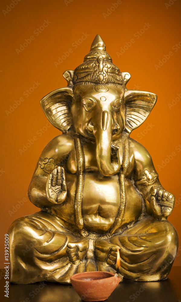 Golden Idol of Lord Ganesh Blessing Everyone Golden Idol of Lord Ganesh Blessing Everyone