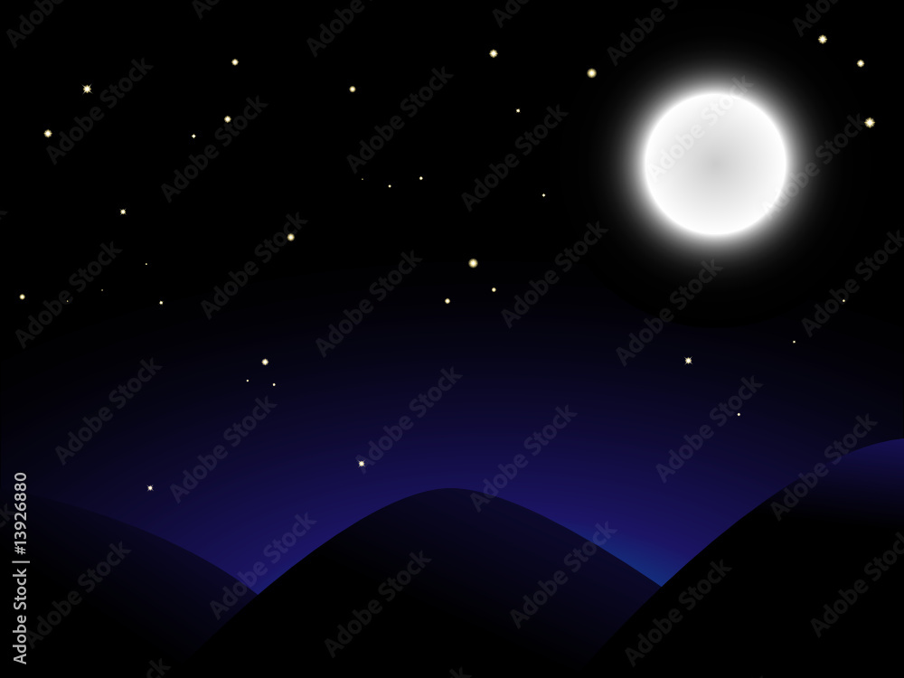 Beautiful full moon shining over mountains Beautiful full moon shining over mountains
