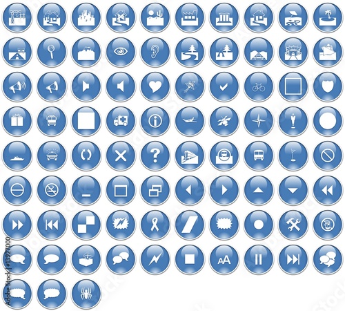 Boutons Icones Glassy Bleu