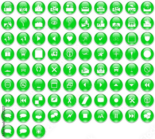 Boutons Icones Glassy Vert