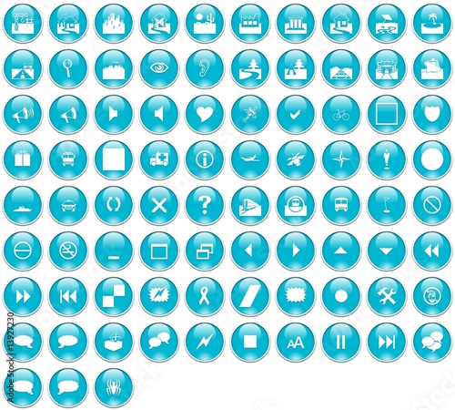 Boutons Icones Glassy Turquoise