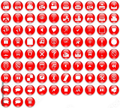 Boutons Icones Glassy Rouge