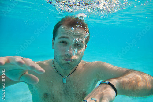Man under water