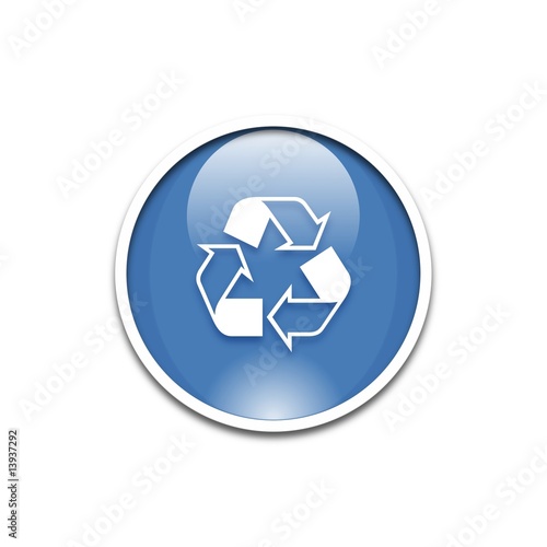 Bouton Glossy Recyclage Bleu