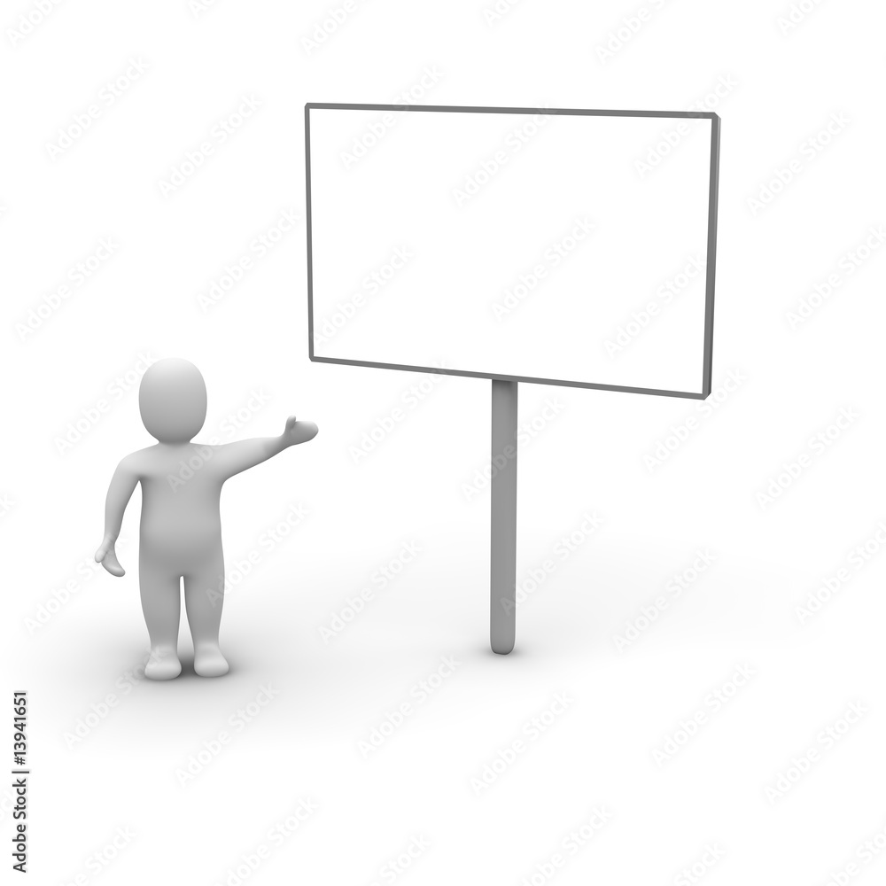 Man and billboard. 3d rendered illustration. Man and billboard. 3d rendered illustration.