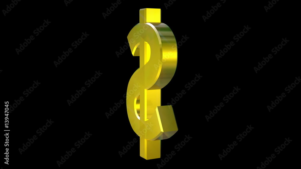 Rotating Glittering Gold Dollar Loop Rotating Glittering Gold Dollar Loop