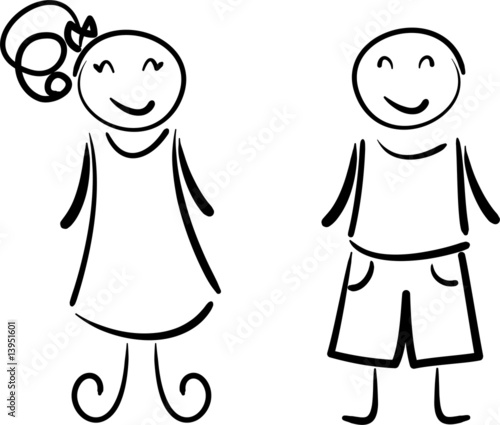 boy and girl lineart