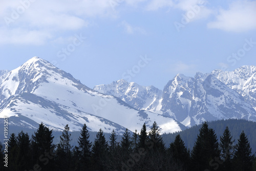 Mountain peaks covered with snow