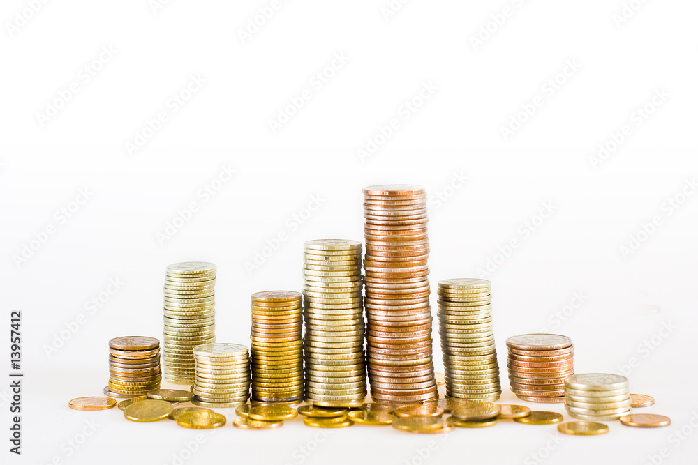 Golden coins isolated on white background Golden coins isolated on white background