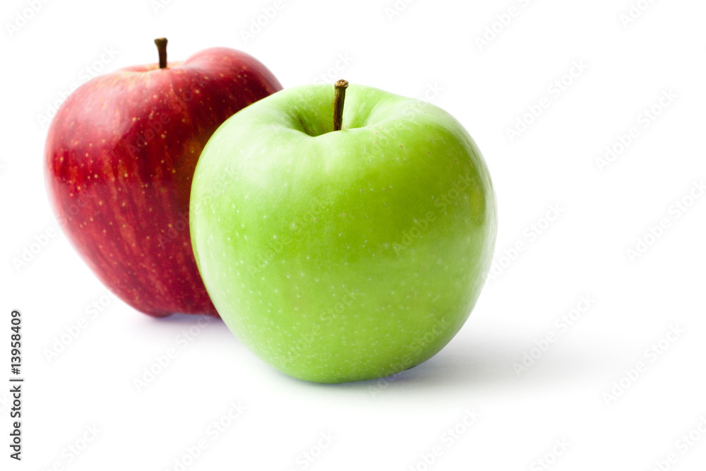 Green and red apples