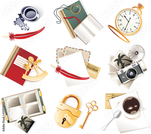 Vector top view retro icon set