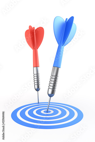 Dart hitting target and one...