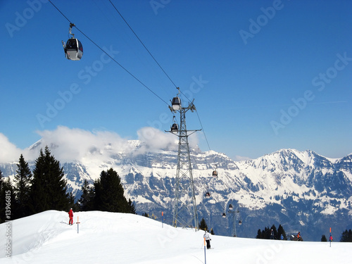Skiing in swiss alps