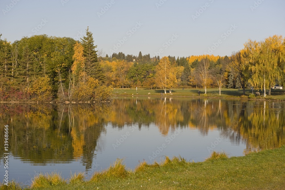 Hawrelak Park, Edmonton, Alberta, Canada; View of autumn trees