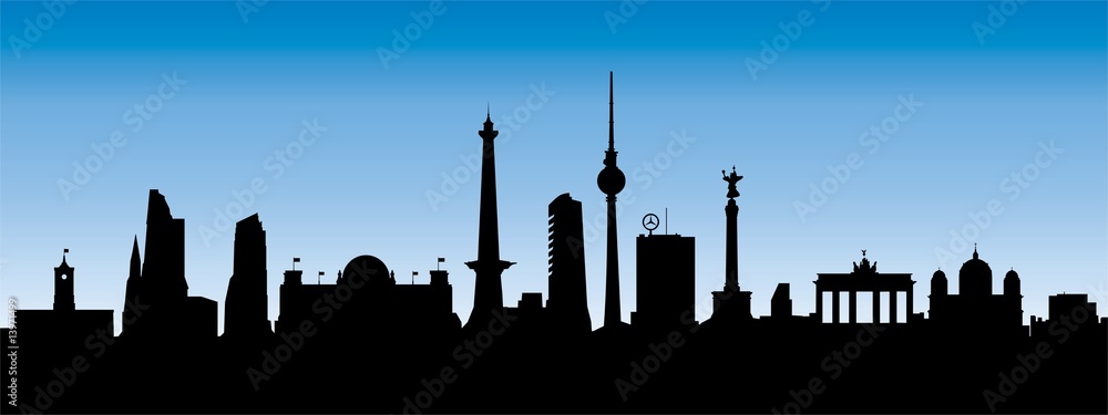 Naklejka premium Berlin Skyline Blau/Schwarz