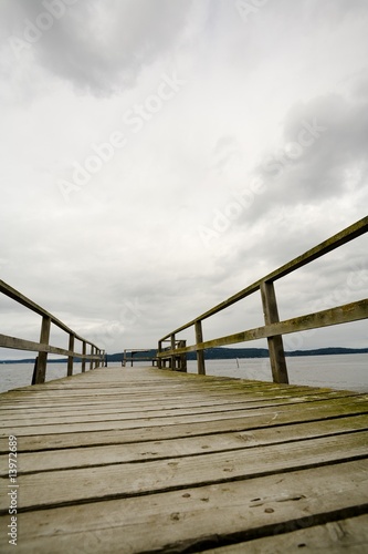 British Columbia  Canada  Wooden dock with a view into land
