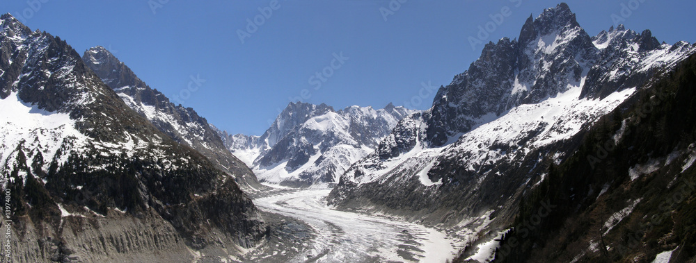 Obraz premium Panorama Mer de Glace et sommets Alpes