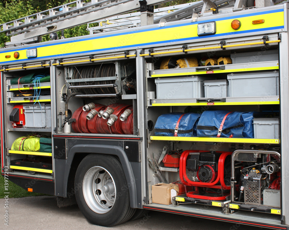 The Rescue Equipment Stored in a Fire Engine.