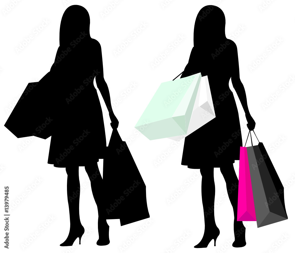 silhouette girl shopping
