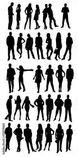 Silhouettes of casual people