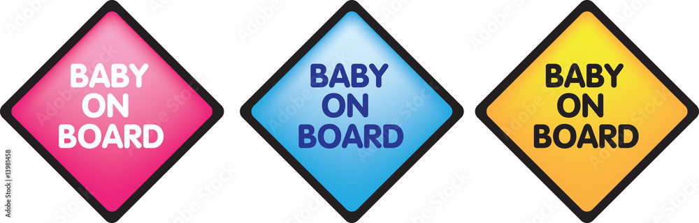 Illustration of a set of baby on board stickers Illustration of a set of baby on board stickers