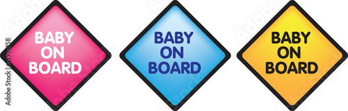Illustration of a set of baby on board stickers