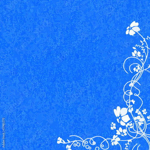 FLORAL BLANC FOND BLEU