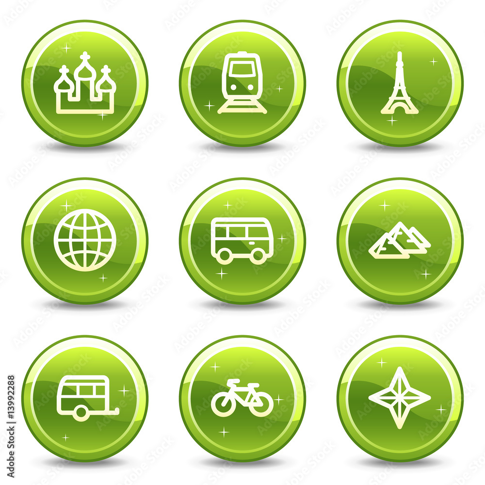 Travel and transport web icons set 2, green buttons series Travel and transport web icons set 2, green buttons series