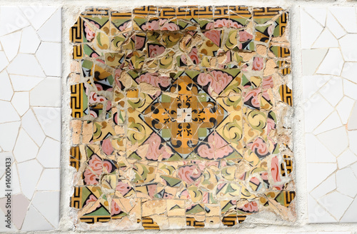 Mosaic in Park Güell, Barcelona Spain