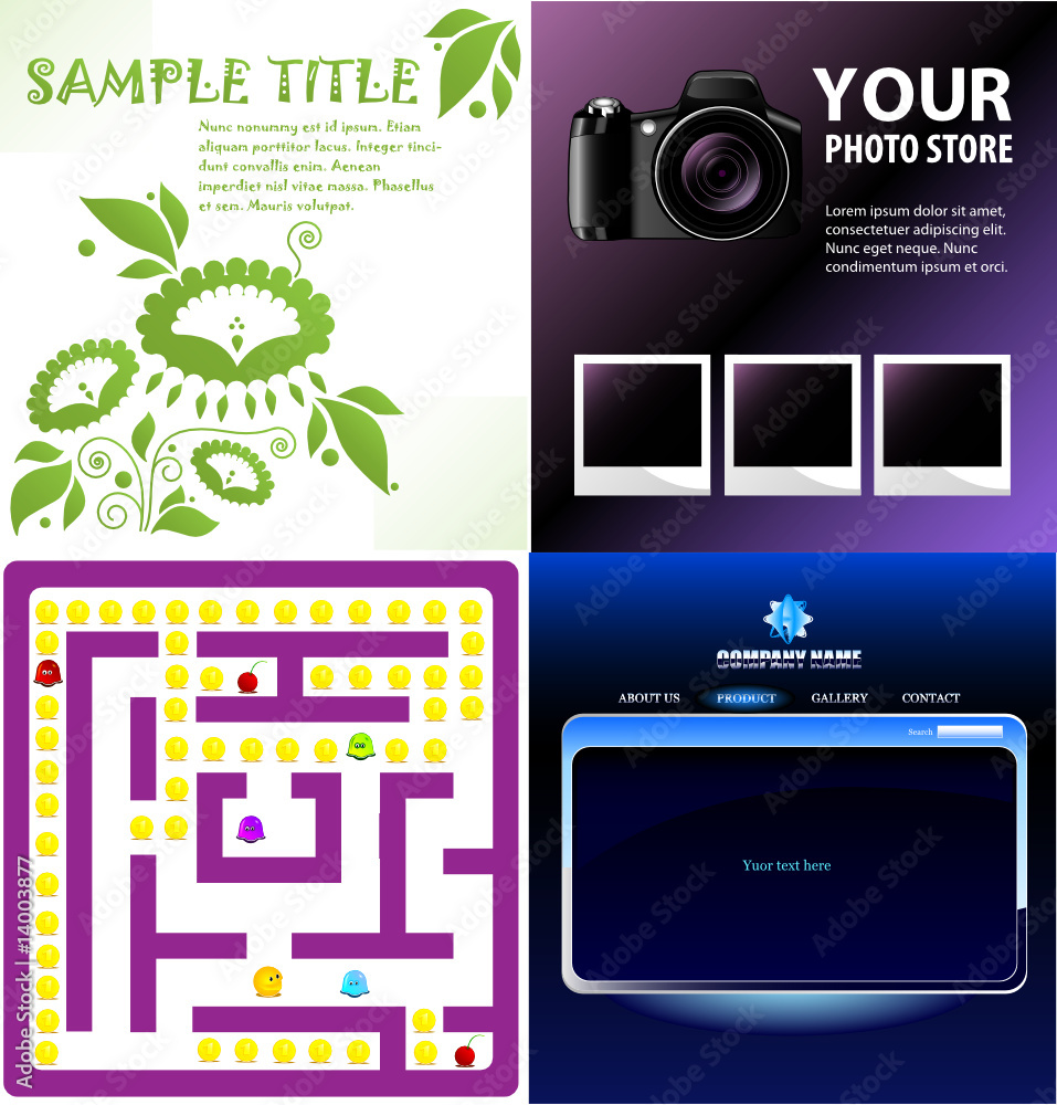 Obraz premium Set of 4 backgrounds. Vector.