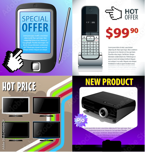 Set of 4 vector template for shopping.