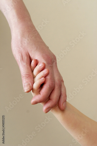 mother and child handshake