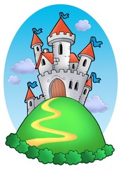 Keuken achterwand Kasteel Sprookjeskasteel tussen zwevende wolken  © Klara Viskova