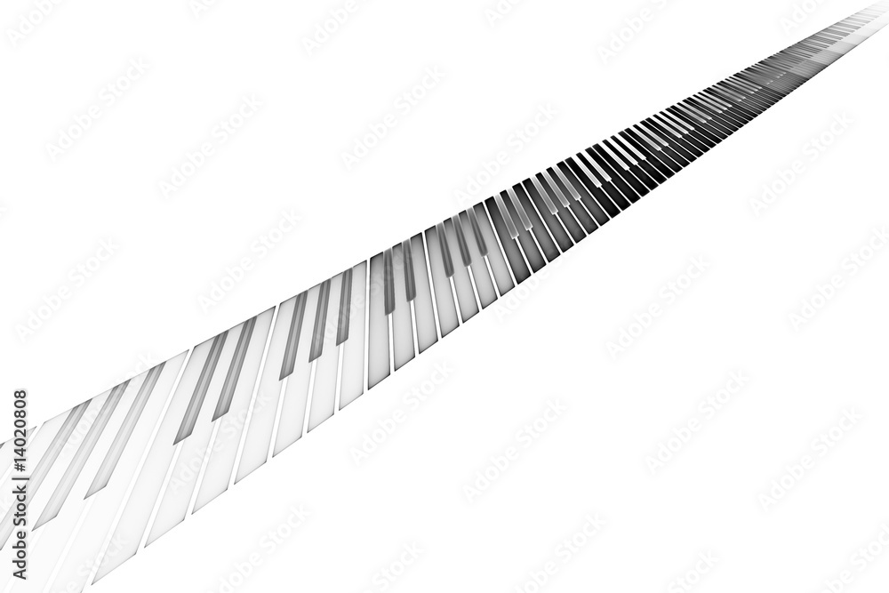 Piano keyboard on white background with space for text
