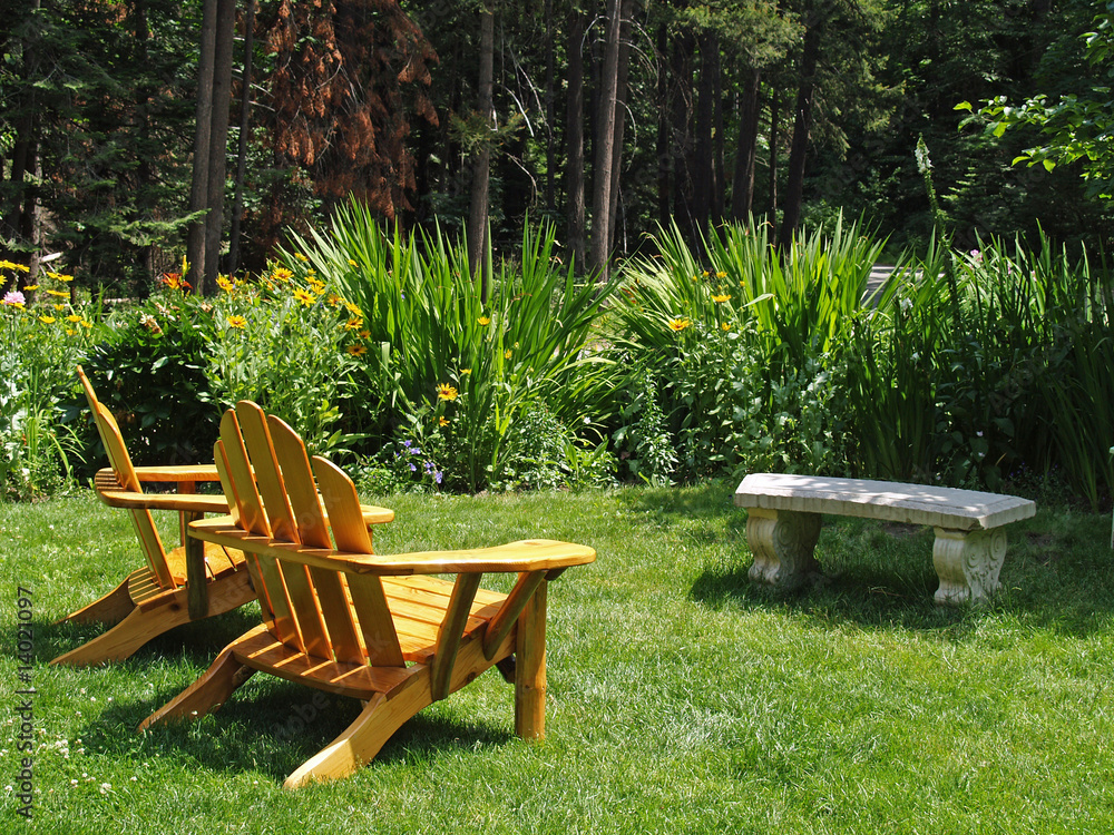 Adirondack Chairs on a Lawn