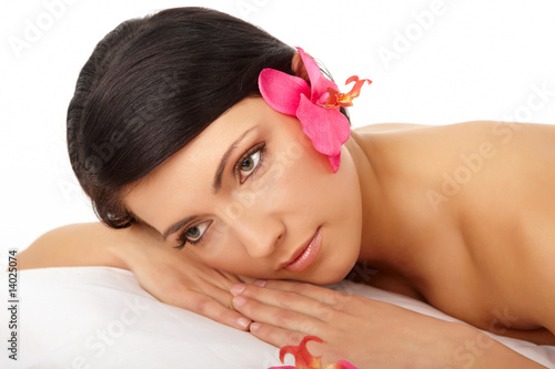 Portrait of Beautiful Woman Relaxing Spa