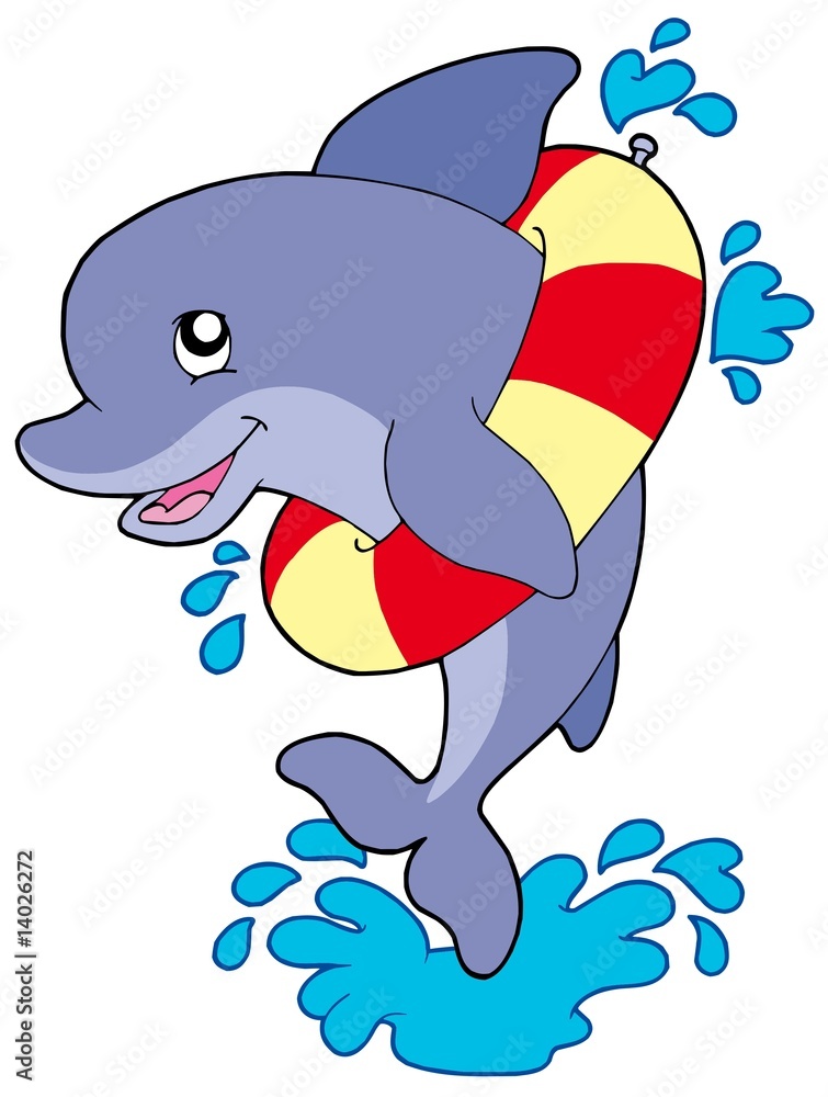 Obraz premium Dolphin with inflatable ring