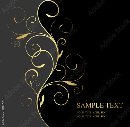 black and gold floral background